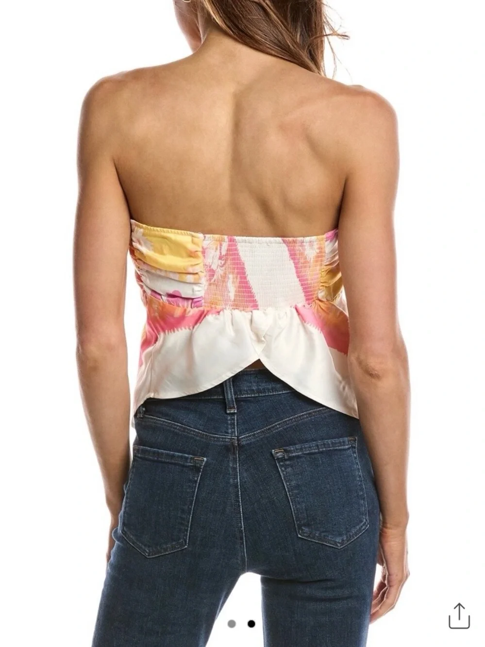 New Free People Better Than Top Strapless Floral Bandana in Pink, Yellow & Cream
